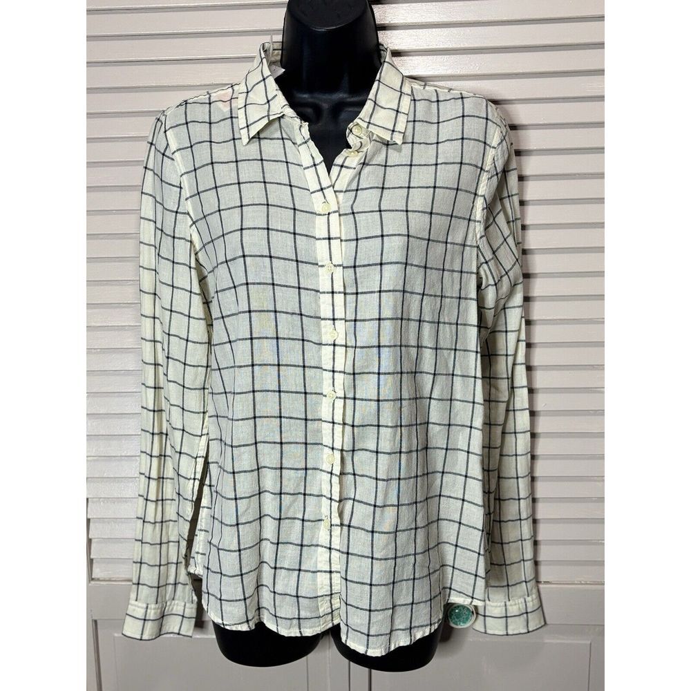 Joe Fresh NWT Long‎ Sleeve Shirt Blue/Ivory Plaid Size Small Button Up Knit